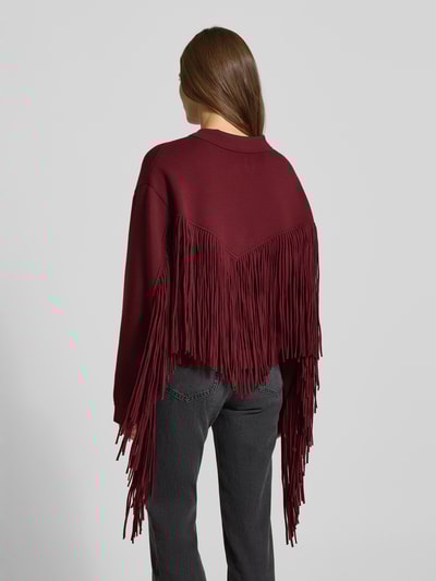 Essentiel Antwerp Kardigan o pudełkowym kroju z mieszanki wiskozy model ‘ISTERN’ Bordowy 5