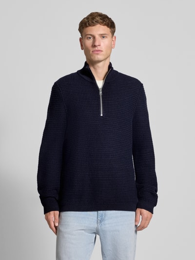 Marc O'Polo Denim Regular Fit Troyer aus Baumwoll-Mix Marine 4