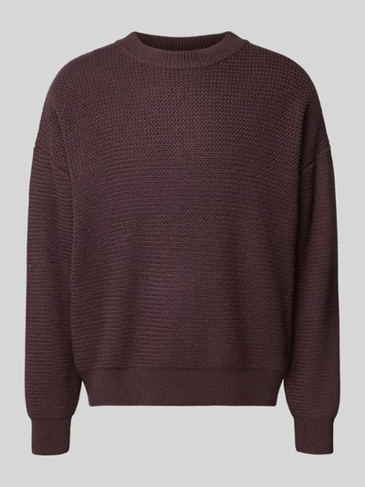 BLKVIS Strickpullover mit gerippten Abschlüssen Modell 'Script' Pflaume 2