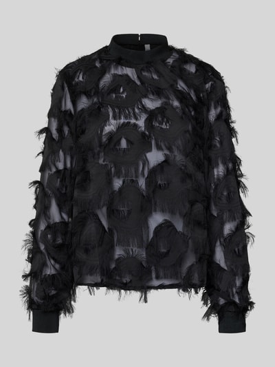 YAS Semitransparentes Bluse mit Fransen Modell 'DIO' Black 2