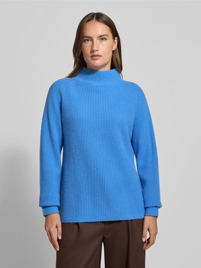 Fynch-Hatton Gebreide pullover van kasjmier met opstaande kraag Koningsblauw - 4