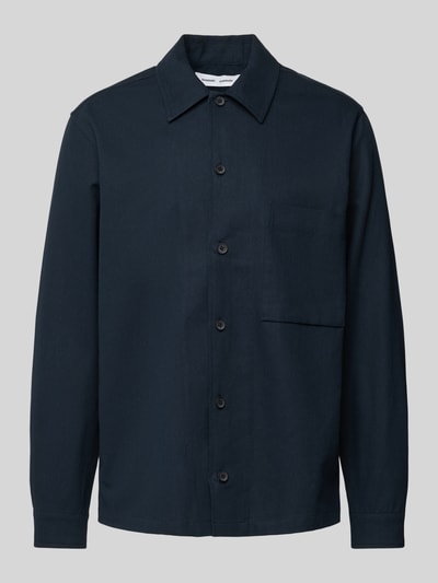 Samsøe Samsøe Regular fit overhemdjack met borstzak, model 'SADAMON' Donkerblauw - 2