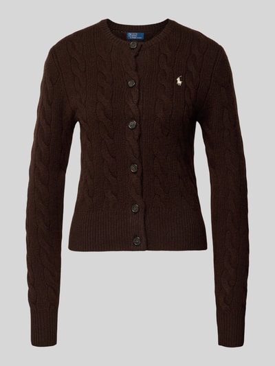 Polo Ralph Lauren Kurtka z dzianiny z mieszanki wełny i kaszmiru ze ściegiem warkoczowym Ciemnobrązowy 2
