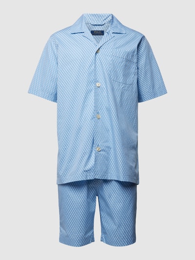 Polo Ralph Lauren Underwear Pyjama mit Kontrastpaspeln Modell 'WOVEN' Hellblau 1