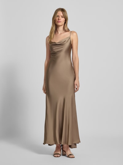 Bardot Abendkleid mit Wasserfall-Ausschnitt Modell 'MONROE' Taupe 4