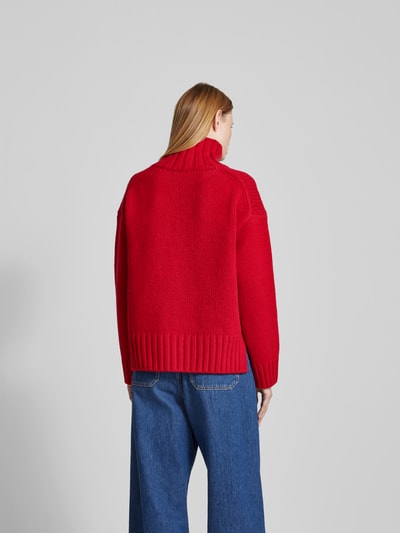 Closed Oversized Wollpullover in Strick-Optik Rot 5