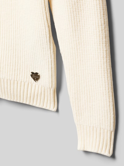 Guess Sweter z dzianiny z obszyciem ozdobnymi kamieniami Écru 2