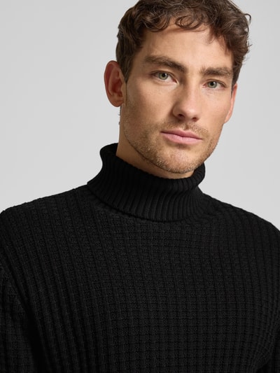 SELECTED HOMME Regular Fit Rollkragenpullover in Waffel-Struktur Modell 'TOM' Black 3