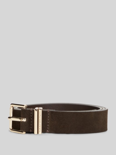 Tommy Hilfiger Riem van echt leer met reliëflogo Donkerbruin - 1