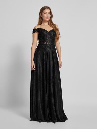 Unique Off-Shoulder-Kleid mit Spitzenbesatz Black 1