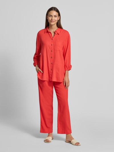 FREE/QUENT Straight leg linnen broek met steekzakken, model 'Lavea' Lichtrood - 1