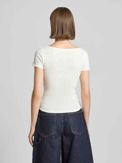 Tommy Jeans Slim Fit T-Shirt in Waffelstrick Offwhite 5