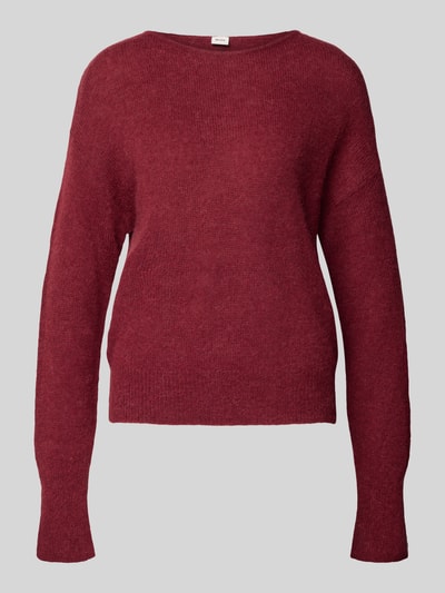 Brax Sweter z dzianiny z prążkowanymi wykończeniami model ‘LISA’ Bordowy 2