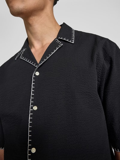 Officine Générale Freizeithemd mit Knopfleiste Black 3