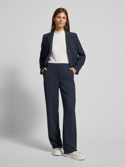 Marc Cain Straight leg pantalon met persplooien Marineblauw - 1