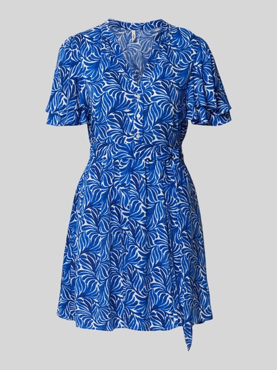 Only Getailleerde mini-jurk met strikceintuur, model 'NOVA' Blauw - 2