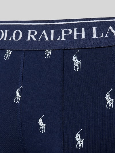 Produktfoto, dunkelblauer Baumwoll-Mix mit weißen Polo Ralph Lauren-Logos, glatte Textur, Pant & Trunk aus Baumwoll-Mix Modell 'CLSSIC TRUNK-3 PACK' von Polo Ralph Lauren Underwear