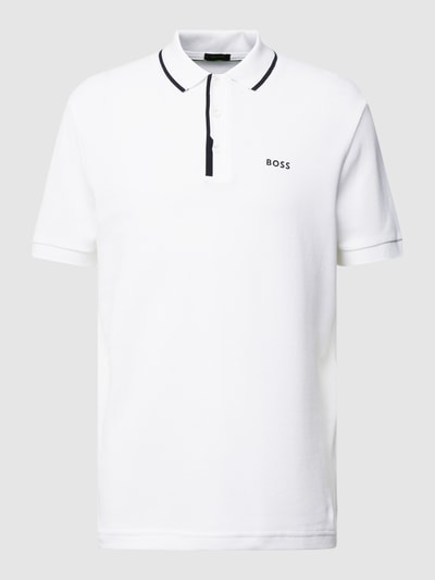 BOSS Green Regular fit poloshirt met labelprint Wit - 2