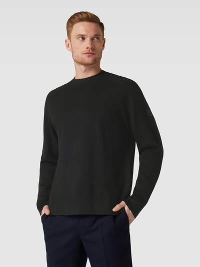 CK Calvin Klein Gebreide pullover met labelbadge, model 'MILANO' Zwart - 4