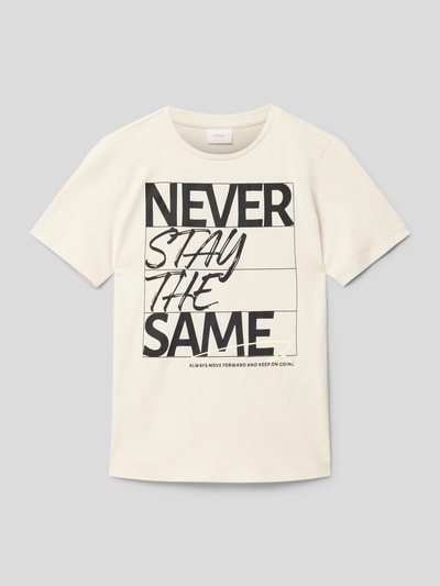 s.Oliver RED LABEL T-Shirt mit Statement-Print Sand 1