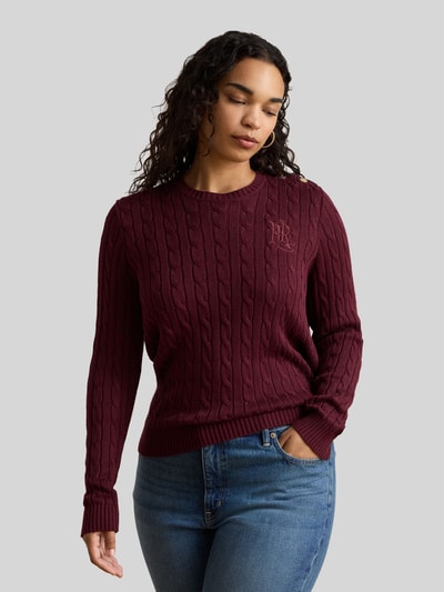 Lauren Ralph Lauren pullover in slim fit van katoen- en viscosemix Bordeaux - 6
