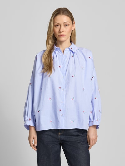 Weekend Max Mara relaxed fit overhemdblouse van puur katoen model 'BUTTERFLY' Lichtblauw - 4