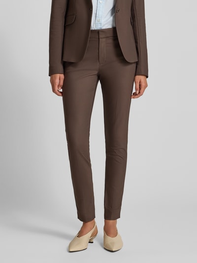 MOS MOSH Spodnie do garnituru o kroju skinny fit z lamowanymi kieszeniami z tyłu model ‘Abbey’ Czekoladowy 4