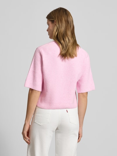 PIECES Boxy Fit T-Shirt aus Rippstrick mit Woll-Anteil Modell 'SILLY' Hellrosa Melange 5