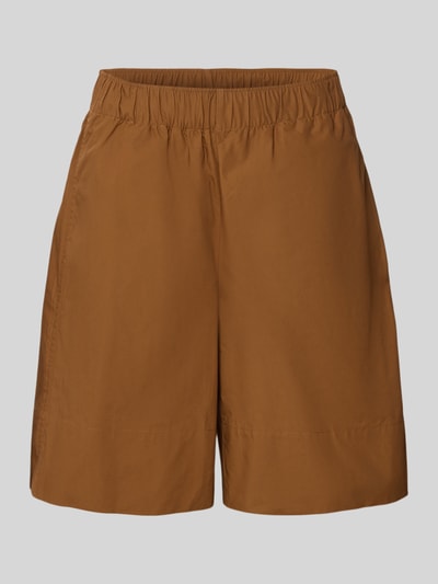 Produktfoto, Straight Fit Shorts mit elastischem Bund von Rich & Royal aus Reine Baumwolle in Braun, Knielänge, glatte Struktur, Größe S: Bundweite 35 cm, Innenbeinlänge 24 cm.