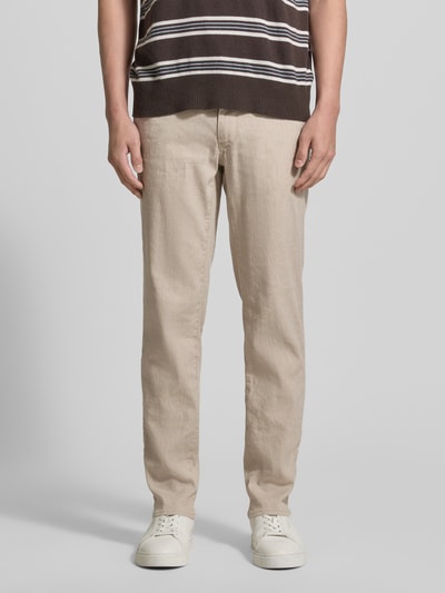 Brax regular fit stoffen broek van mix van katoen en linnen model 'CADIZ' Beige - 4