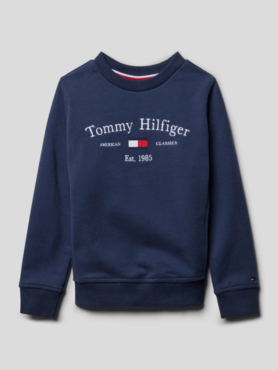 Tommy Hilfiger Kids Sweatshirt van biologisch katoen met labelstitching Marineblauw - 1