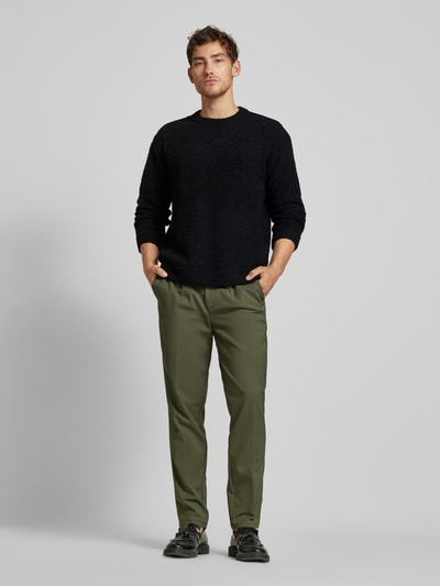 ELIAS RUMELIS Gebreide pullover met ribboorden, model 'Fionn' Zwart - 1