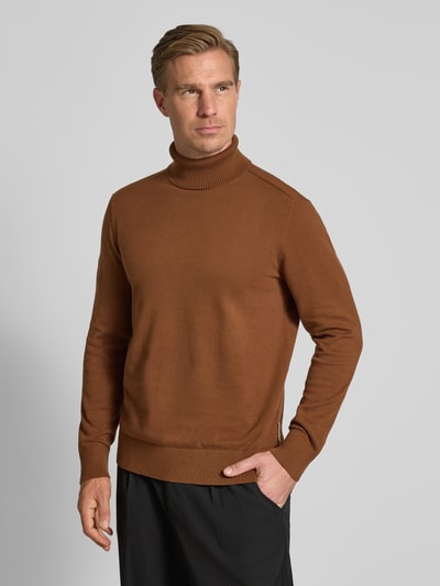 Tom Tailor Denim Regular Fit Rollkragenpullover aus reiner Baumwolle Camel 4