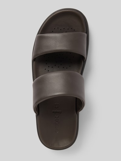 Geox Slippers van leer met profielzool Donkerbruin - 3