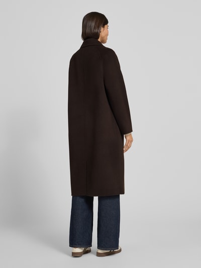 Milano Italy Lange jas van wol met reverskraag Donkerbruin - 5