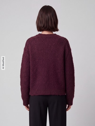 Marc O'Polo DENIM Regular Fit Strickjacke aus Schurwoll-Mix mit Alpaka-Anteil Bordeaux 5