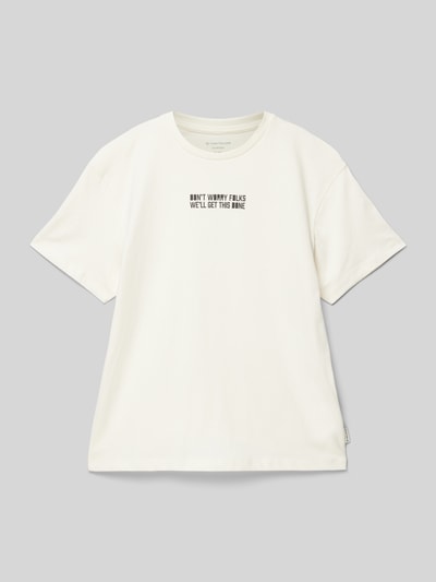 Tom Tailor T-shirt met statementprint Offwhite - 1