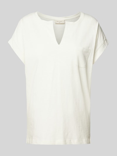 FREE/QUENT T-shirt z kieszenią na piersi model ‘Viva’ Złamany biały 2