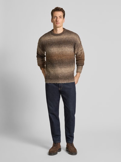 JAKE*S STUDIO MEN Regular fit pullover in gebreide look Donkerbruin - 1