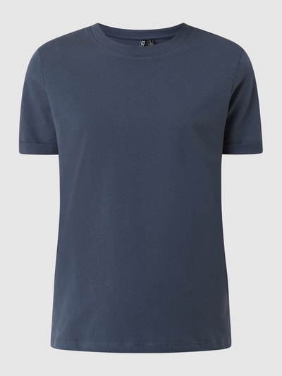 Pieces T-shirt met vaste mouwomslagen Donkerblauw - 2