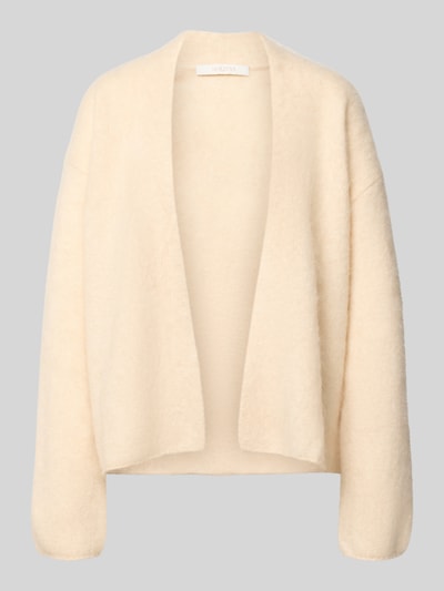 Produktfoto, Relaxed Fit Cardigan aus Kaschmir-Mix von HERZENS, mieszanka kaszmiru, krój relaxed fit, imitacja dzianiny, dodatek wełny, zakończenia rękawów obszyte, długość tyłu w rozmiarze 36: 61 cm, długość rękawów w rozmiarze 36: 54 cm, jednolity beżowy kolor, miękka tekstura