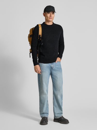 camel active Slim fit pullover in gebreide look, model 'Chinile' Antraciet - 1