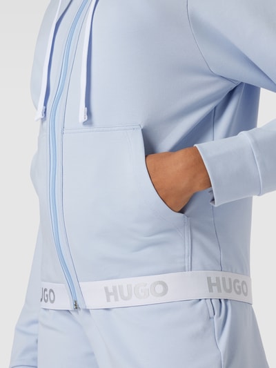 HUGO Sweatjacke mit elastischem Logo-Bund Modell 'SPORTY' Hellblau 3