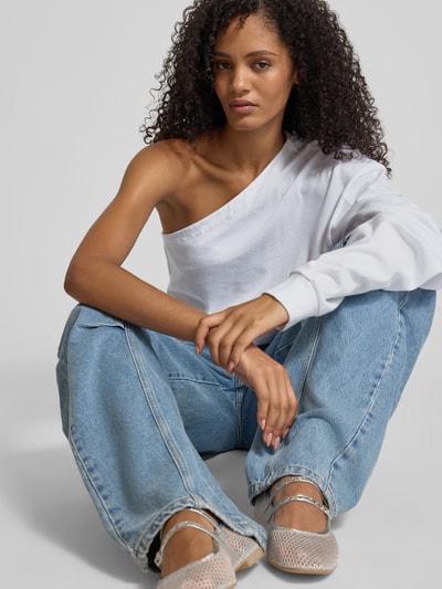 black palms Longsleeve in One-Shoulder-Design Weiss 3