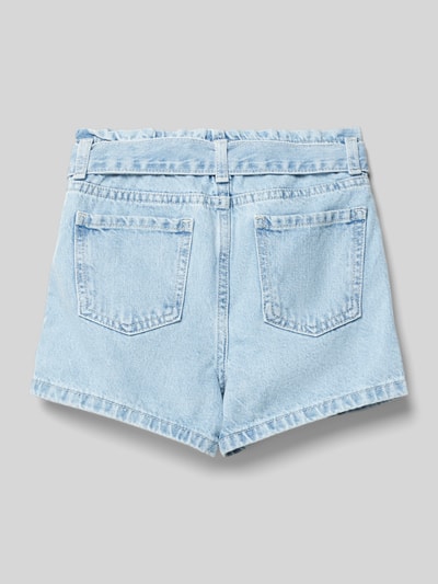 Mango Regular Fit Jeansshorts mit Bindegürtel Hellblau 3