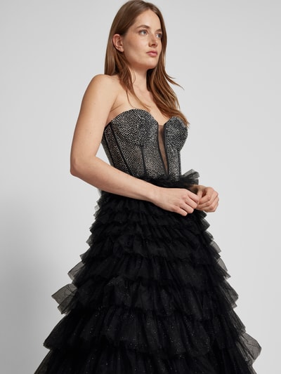 Luxuar Abendkleid mit Strasssteinbesatz Black 3