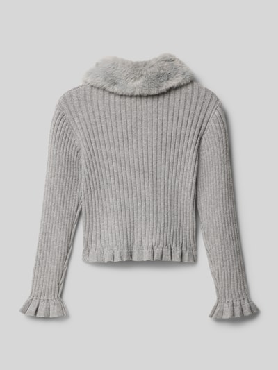 Mayoral Strickjacke mit Kunstfellbesatz Mittelgrau Melange 3