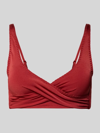 Produktfoto, Bikini-Oberteil mit abnehmbaren, verstellbaren Trägern von WATERCULT in Rot, Material-Mix mit Stretch-Anteil, körpernahe Passform, glatte Textur, herausnehmbare Schaumschale, Brustfutter