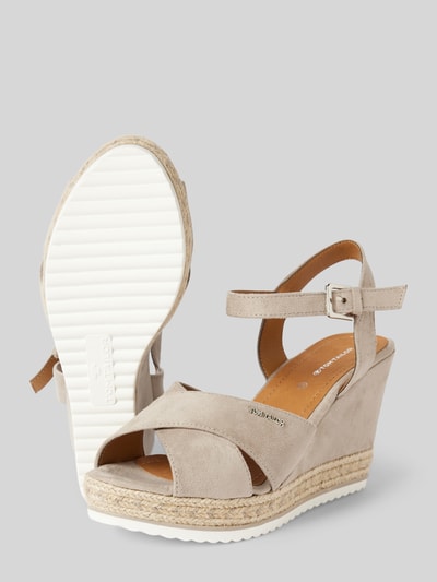 Tom Tailor Sandalen met sleehak Taupe - 4