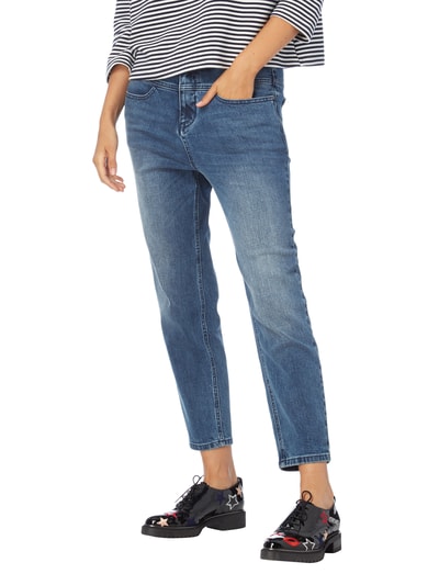 Jake*s Casual Stone Washed Girlfriend Fit Jeans - verkürzt Dunkelblau Melange 4